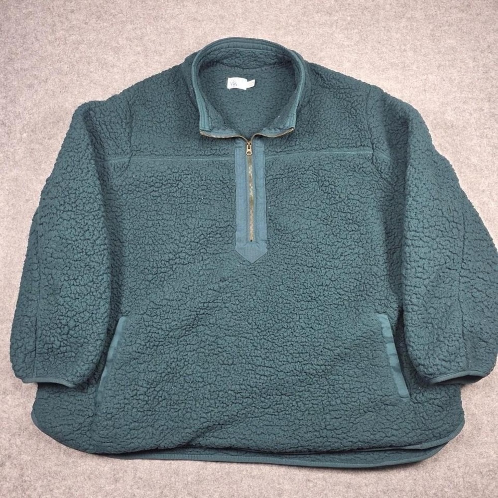 Time and Tru Quarter Zip Women 3X Teal Sherpa Fleece
